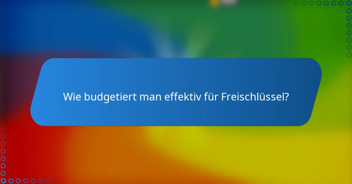 Wie budgetiert man effektiv für Freischlüssel?